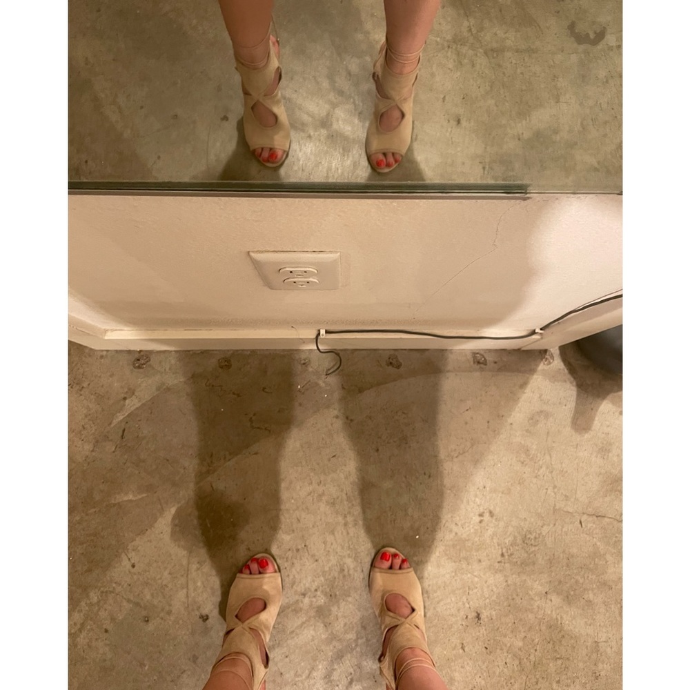 Authentic Aquazzura “Sexy Thing” Suede Bootie Wedge Sandals Size 35